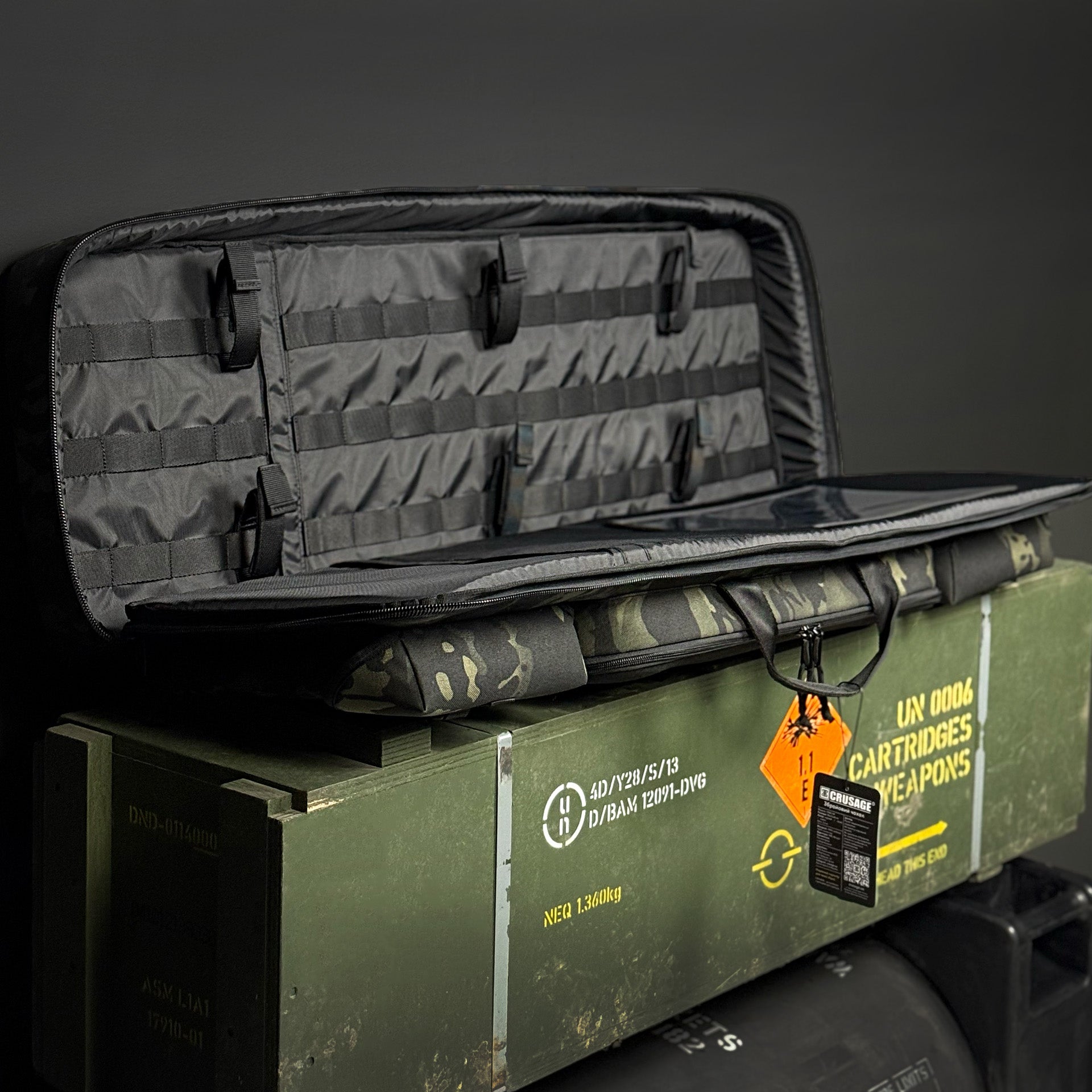 чохол для зброї збройовий чохол чорний мультикам чохол з кордури український виробник crusage ukraine gun case 
чохол на дві одиниці зброї 